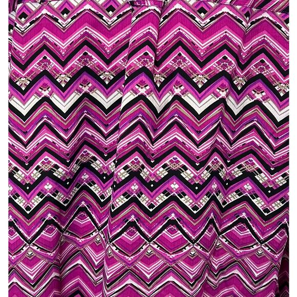 Kim Rogers Curvy Womens 3X Long Sleeve Button-Up Chevron Zigzag Print Blouse - Picture 5 of 9